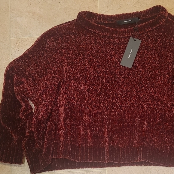 NEW! VERO MODA oversized burgandy chenille sweater small. - Picture 3 of 6